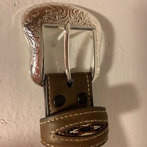 brown patterned belt